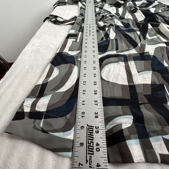 Nic + Zoe Womens Alphabet Print Trench Coat Jacket XS Olive Multi Lightweight - Picture 7 of 8